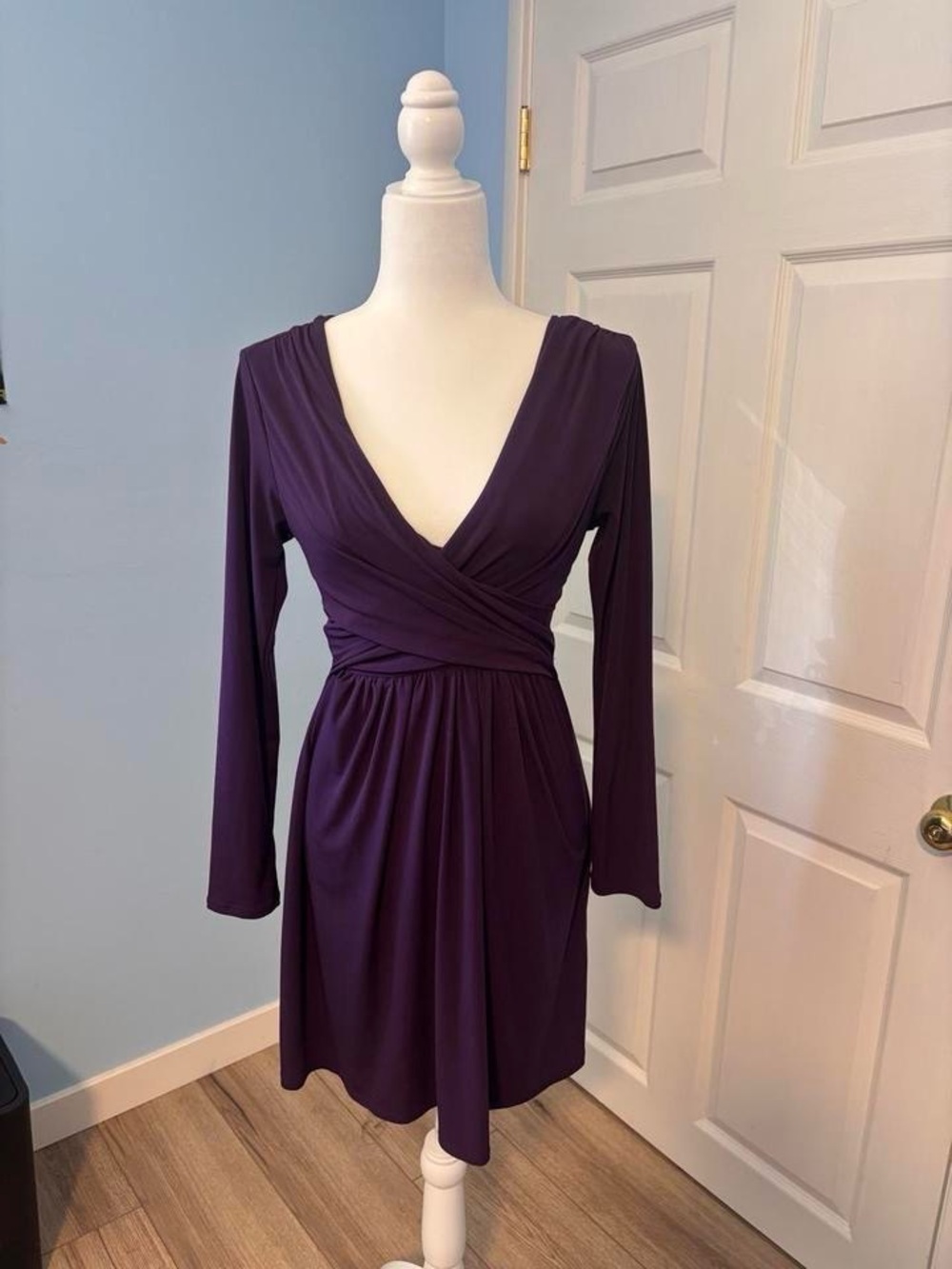 Y2k Vintage Daisy Fuentes Purple Long Sleeve faux wrap dress ~ size Small